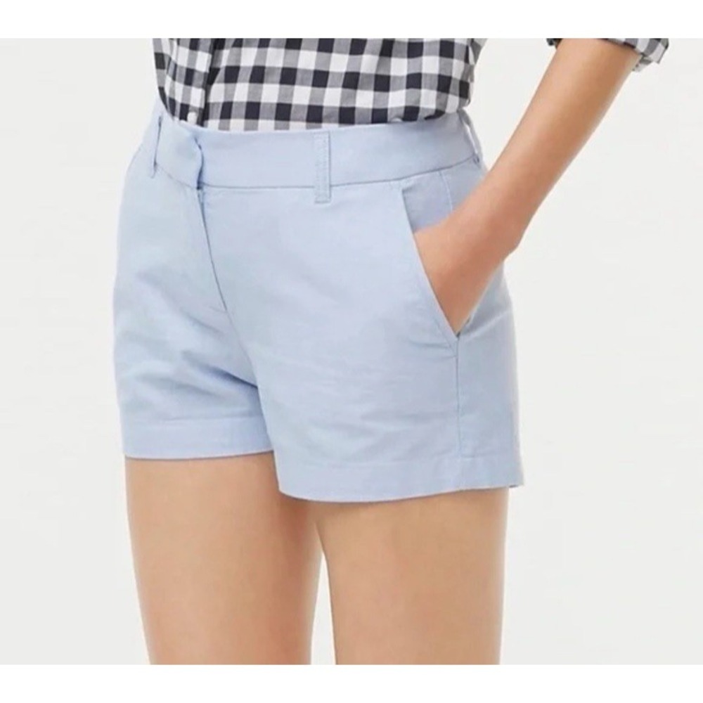 J Crew Basic Flat Front Shorts 8 Cotton Preppy Blue Twill Summer Vacation‎ 7"
